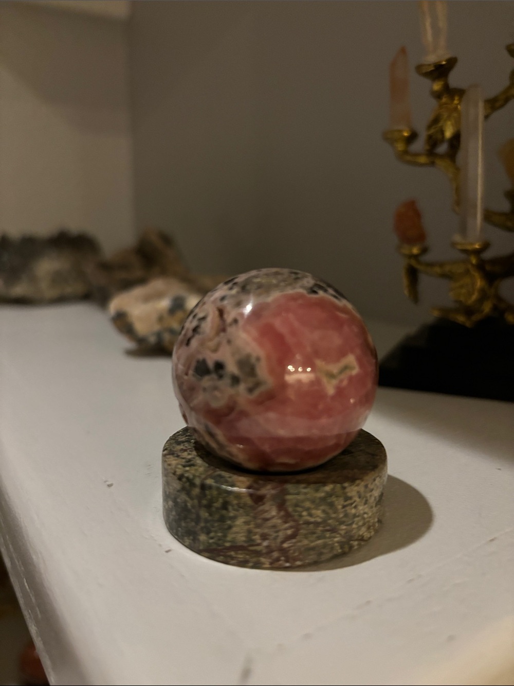 Polished Pink Rhodacrosite  Sphere Decorative Crystal